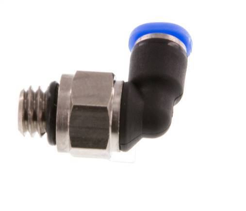 3mm x M 6 90deg Codo Racor con rosca macho Latón/PBT NBR Manguito corto Diseño compacto giratorio [2 piezas]