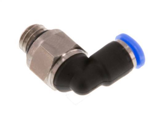 3mm x M 6 90deg Codo Racor con rosca macho Latón/PBT NBR Manguito corto Diseño compacto giratorio [2 piezas]