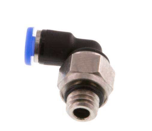 3mm x M 6 90deg Codo Racor con rosca macho Latón/PBT NBR Manguito corto Diseño compacto giratorio [2 piezas]