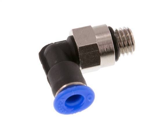 4mm x M 7 90deg Codo Racor con rosca macho Latón/PBT NBR Manguito corto Diseño compacto giratorio [2 piezas]