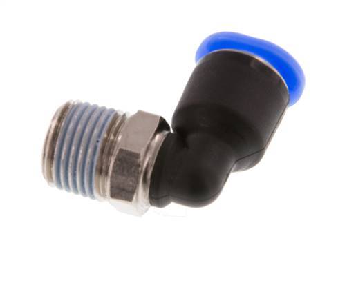Racor de 6mm x R1/8'' 90deg con rosca macho Latón/PBT NBR Manguito corto giratorio Diseño compacto [2 piezas]