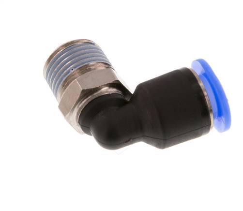 Racor de 6mm x R1/8'' 90deg con rosca macho Latón/PBT NBR Manguito corto giratorio Diseño compacto [2 piezas]