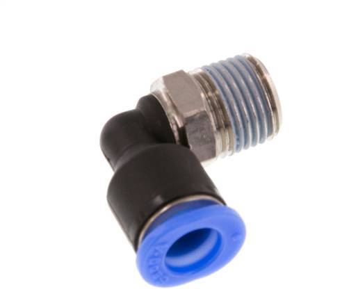 Racor de 6mm x R1/8'' 90deg con rosca macho Latón/PBT NBR Manguito corto giratorio Diseño compacto [2 piezas]