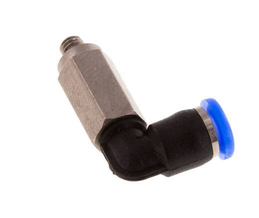 Racor de 3mm x M 3 90deg con rosca macho Acero/PBT NBR Manguito largo Giratorio Diseño compacto