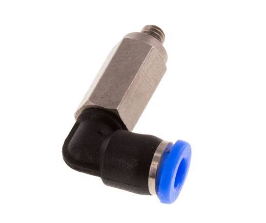 Racor de 3mm x M 3 90deg con rosca macho Acero/PBT NBR Manguito largo Giratorio Diseño compacto