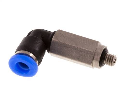 Racor de 3mm x M 3 90deg con rosca macho Acero/PBT NBR Manguito largo Giratorio Diseño compacto