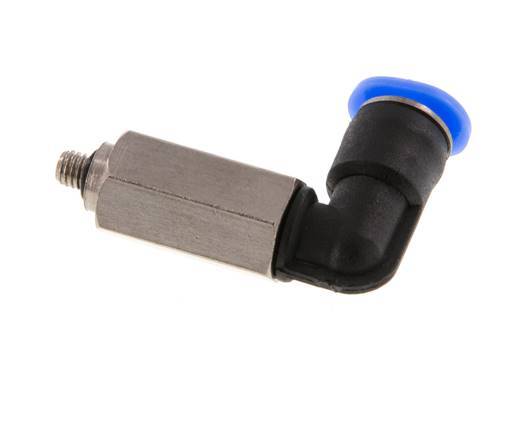 Racor de 4mm x M 3 90deg con rosca macho Acero/PBT NBR Manguito largo Giratorio Diseño compacto