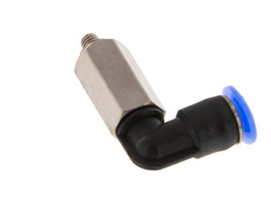 Racor de 4mm x M 3 90deg con rosca macho Acero/PBT NBR Manguito largo Giratorio Diseño compacto