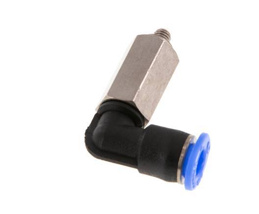 Racor de 4mm x M 3 90deg con rosca macho Acero/PBT NBR Manguito largo Giratorio Diseño compacto