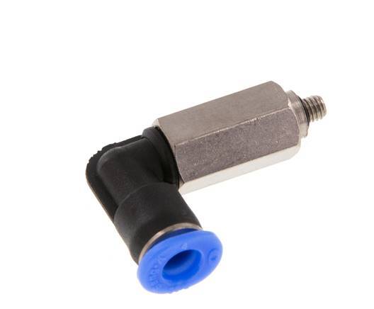 Racor de 4mm x M 3 90deg con rosca macho Acero/PBT NBR Manguito largo Giratorio Diseño compacto