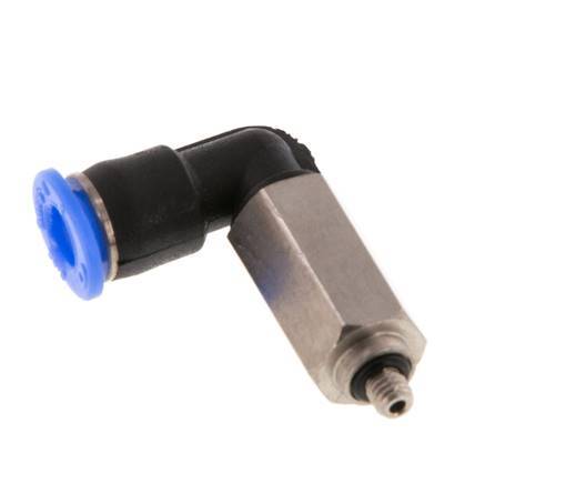 Racor de 4mm x M 3 90deg con rosca macho Acero/PBT NBR Manguito largo Giratorio Diseño compacto