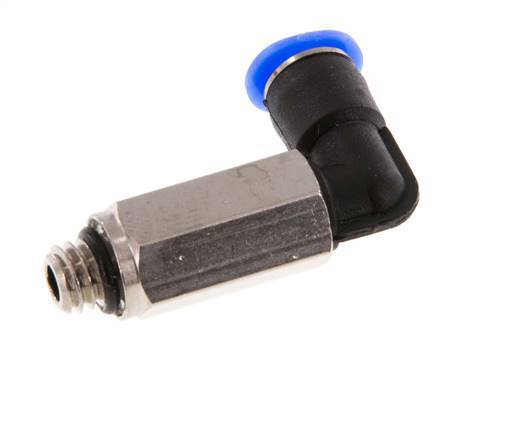 Racor de 4mm x M 6 90deg con rosca macho Latón/PBT NBR Manguito largo giratorio Diseño compacto [2 piezas]