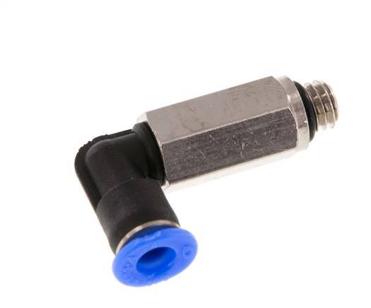 Racor de 4mm x M 6 90deg con rosca macho Latón/PBT NBR Manguito largo giratorio Diseño compacto [2 piezas]