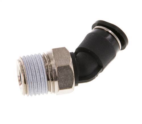 Racor de 4mm x R1/8'' 45deg con rosca macho Latón/PBT NBR Diseño compacto