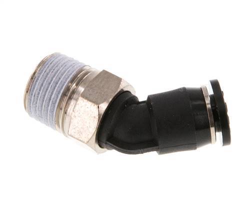 Racor de 4mm x R1/8'' 45deg con rosca macho Latón/PBT NBR Diseño compacto