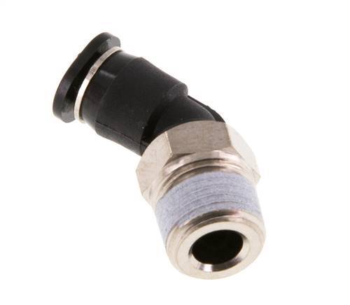 Racor de 4mm x R1/8'' 45deg con rosca macho Latón/PBT NBR Diseño compacto