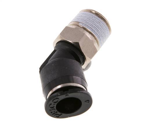 Racor de 6mm x R1/8'' 45deg con rosca macho Latón/PBT NBR Diseño compacto