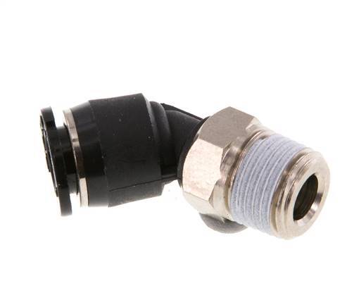 Racor de 6mm x R1/8'' 45deg con rosca macho Latón/PBT NBR Diseño compacto