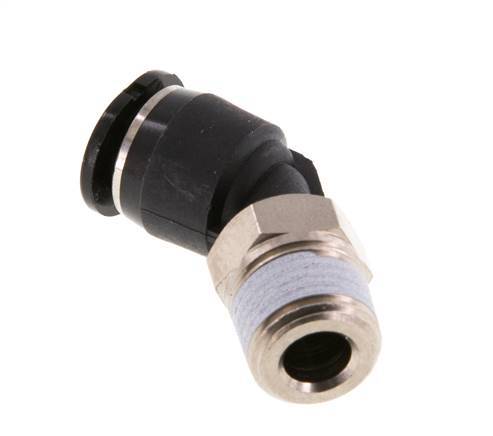 Racor de 6mm x R1/8'' 45deg con rosca macho Latón/PBT NBR Diseño compacto