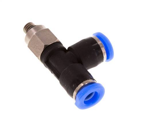 Racor en T de ángulo recto de 3mm x M 3 con rosca macho Acero/PBT NBR Diseño compacto y giratorio [2 piezas]