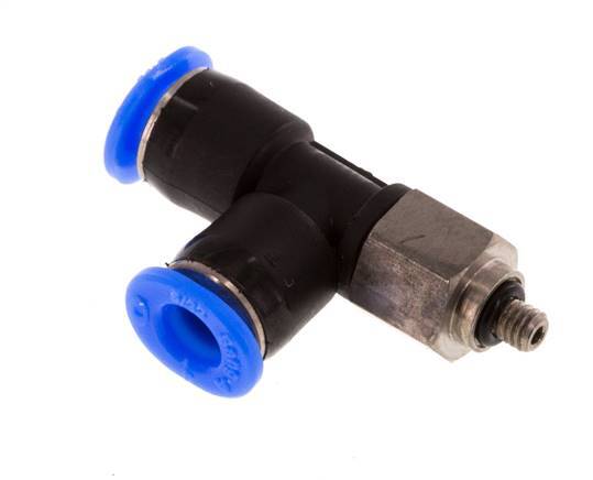 Racor en T de ángulo recto de 4mm x M 3 con rosca macho Acero/PBT NBR Diseño compacto y giratorio [2 piezas]
