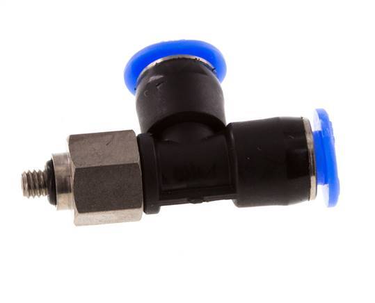 Racor en T de ángulo recto de 4mm x M 3 con rosca macho Acero/PBT NBR Diseño compacto y giratorio [2 piezas]