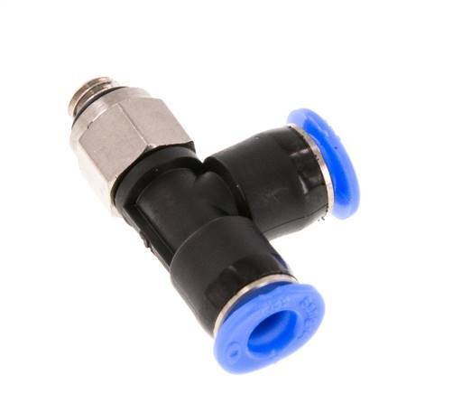 Racor en T de ángulo recto de 4 mm x M 5 con rosca macho de latón/PBT NBR Diseño compacto y giratorio [2 piezas]