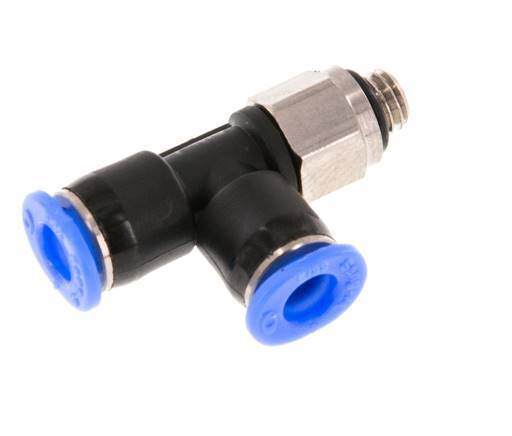 Racor en T de ángulo recto de 4 mm x M 5 con rosca macho de latón/PBT NBR Diseño compacto y giratorio [2 piezas]