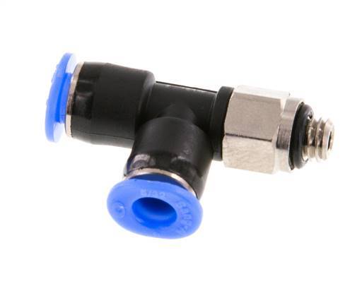 Racor en T de ángulo recto de 4 mm x M 5 con rosca macho de latón/PBT NBR Diseño compacto y giratorio [2 piezas]