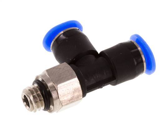Racor en T de ángulo recto 4mm x M 6 con rosca macho Latón/PBT NBR Diseño compacto y giratorio [2 piezas]