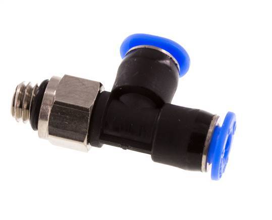 Racor en T de ángulo recto 4mm x M 6 con rosca macho Latón/PBT NBR Diseño compacto y giratorio [2 piezas]