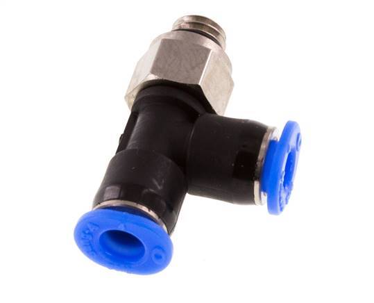 Racor en T de ángulo recto 4mm x M 6 con rosca macho Latón/PBT NBR Diseño compacto y giratorio [2 piezas]