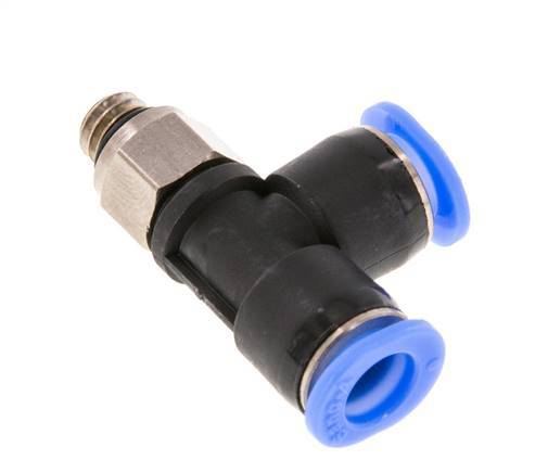 Racor en T de ángulo recto 6mm x M 6 con rosca macho Latón/PBT NBR Diseño compacto y giratorio [2 piezas]