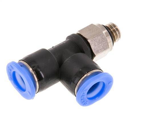 Racor en T de ángulo recto 6mm x M 6 con rosca macho Latón/PBT NBR Diseño compacto y giratorio [2 piezas]