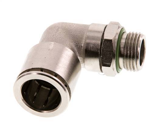 Racor de 16mm x G3/8'' 90deg con rosca macho Latón FKM Giratorio