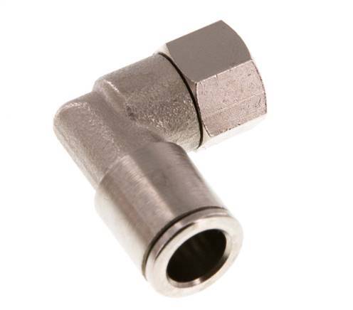 8mm x G1/8'' 90deg Elbow Push-in Fitting with Female Threads Brass NBR Rotatable [2 Pieces]