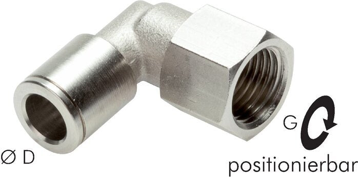 6mm x G1/8'' 90deg Elbow Push-in Fitting with Female Threads Brass NBR Rotatable [2 Pieces]