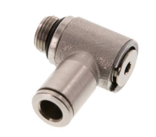 6mm x G1/8'' 90deg Elbow L-shape Push-in Fitting with Male Threads Brass NBR Rotatable