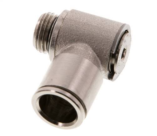 12mm x G1/4'' 90deg Elbow L-shape Push-in Fitting with Male Threads Brass NBR Rotatable