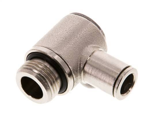 8mm x G3/8'' 90deg Elbow L-shape Push-in Fitting with Male Threads Brass NBR Rotatable