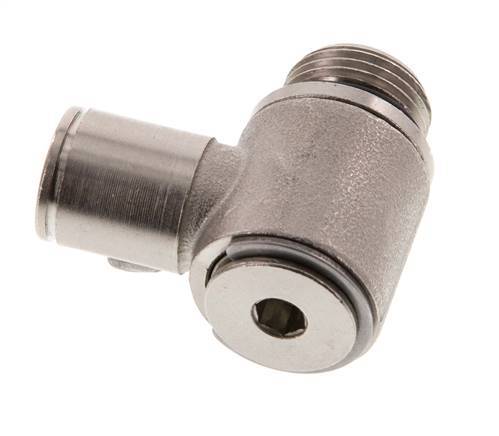 10mm x G3/8'' 90deg Elbow L-shape Push-in Fitting with Male Threads Brass NBR Rotatable