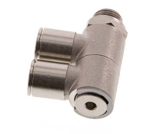 10mm x G1/4'' 2-way Manifold Push-in Fitting with Male Threads Brass NBR Rotatable