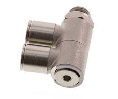 10mm x G1/4'' 2-way Manifold Push-in Fitting with Male Threads Brass NBR Rotatable