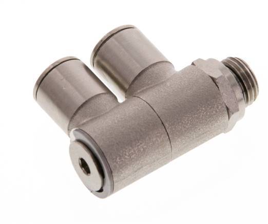 10mm x G1/4'' 2-way Manifold Push-in Fitting with Male Threads Brass NBR Rotatable