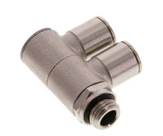 10mm x G1/4'' 2-way Manifold Push-in Fitting with Male Threads Brass NBR Rotatable