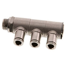 6mm x G1/4'' 3-way Manifold Push-in Fitting with Male Threads Brass NBR Rotatable