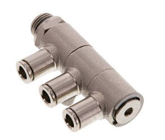 6mm x G1/4'' 3-way Manifold Push-in Fitting with Male Threads Brass NBR Rotatable