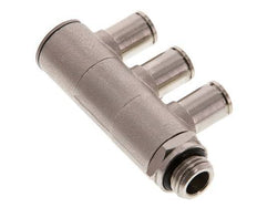 6mm x G1/4'' 3-way Manifold Push-in Fitting with Male Threads Brass NBR Rotatable