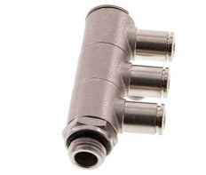 6mm x G1/4'' 3-way Manifold Push-in Fitting with Male Threads Brass NBR Rotatable