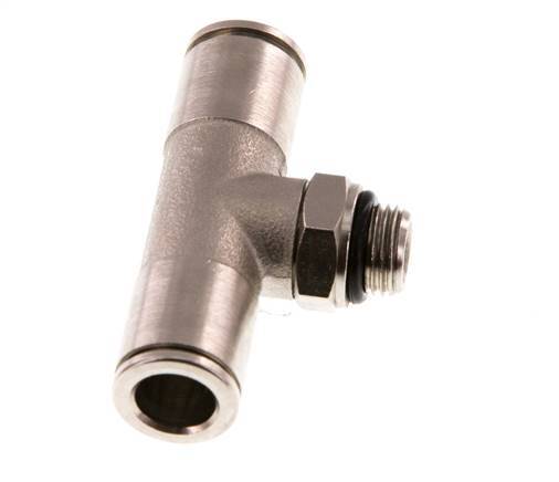 8mm x G1/8'' Inline Tee Push-in Fitting with Male Threads Brass NBR Rotatable